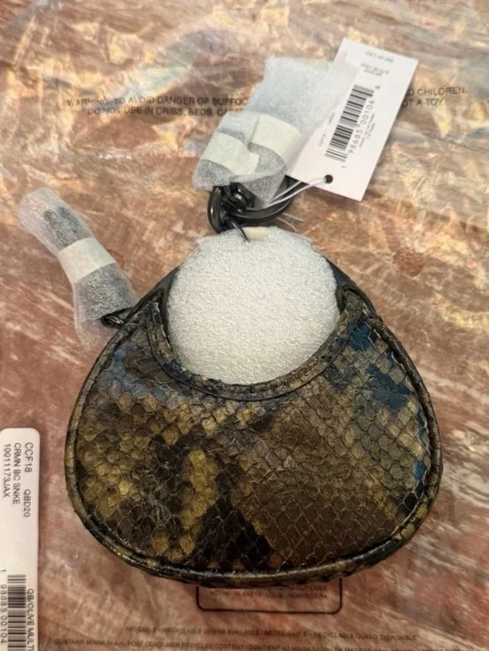 Coach Python-Embossed Leather Coin Purse Keychain HTF - Picture 4 of 7